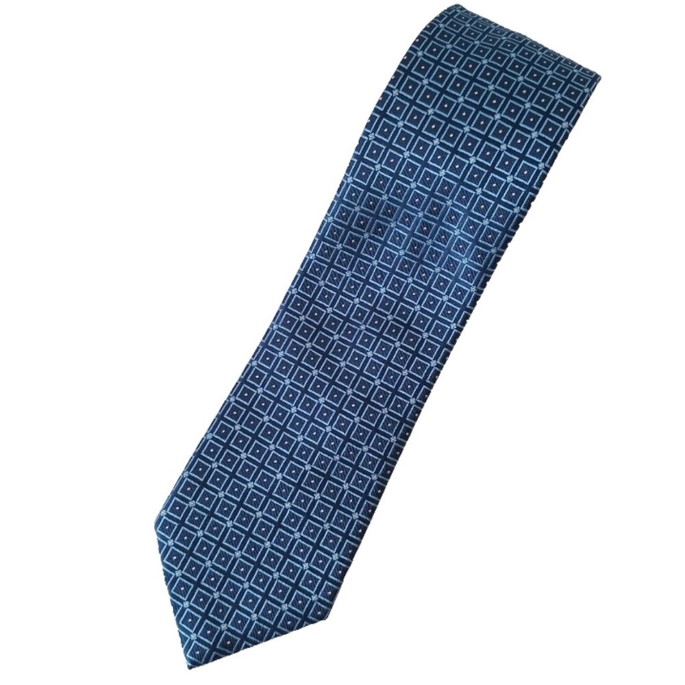US Polo Assn Men's Silk Blue Necktie Geometric pattern Classic Timeless Preppy